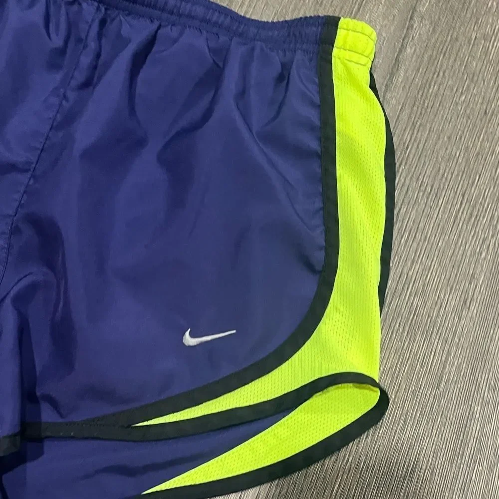 Nike Womens Navy Blue Yellow Elastic Waist Dri-FIT Track Shorts Size XS